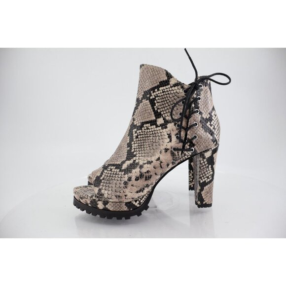 AllSaints Micaela Snake Print Leather Peep Toe Boots Size EU 40 US 9.5/10 Grey - Picture 4 of 14